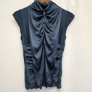 Teri Jon Sweater Silk Blouse Rickie Freeman Tank Wool Silk Ruffle‎ Mock Neck L